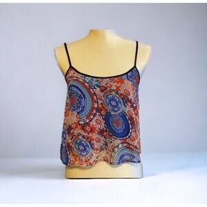 Sans Souci Womens Tank Top XSMALL Multicolored Sheer Back Spaghetti Strap Shirt